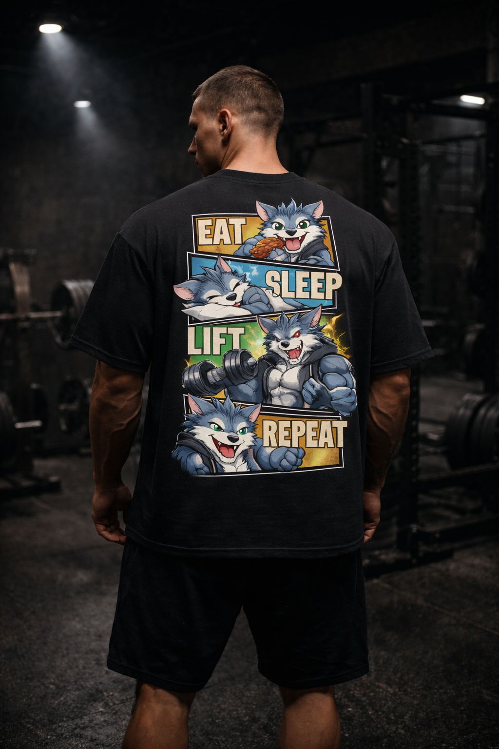 EAT SLEEP LIFT REPEAT PREMIUM SHIRT (BACKPRINT)