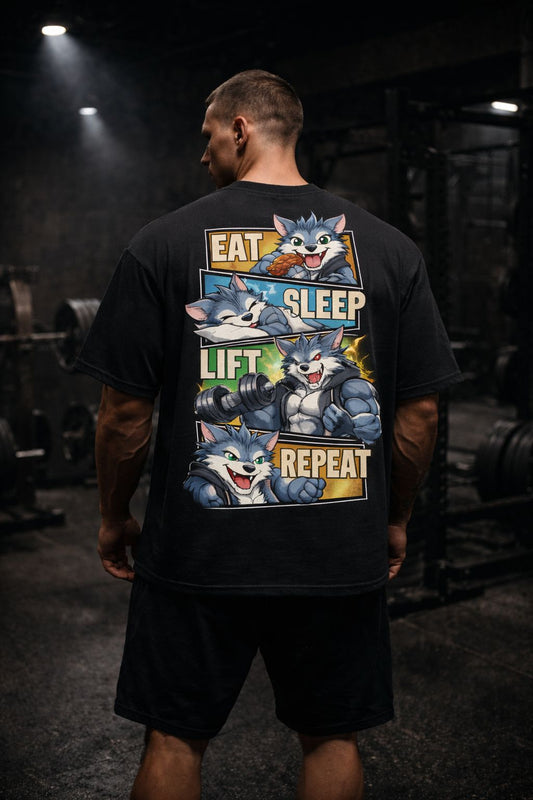 EAT SLEEP LIFT REPEAT PREMIUM SHIRT (BACKPRINT)